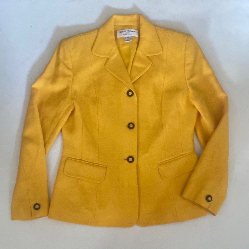 Rena Rowan For Saville Wool Blend Yellow Jacket sz 8